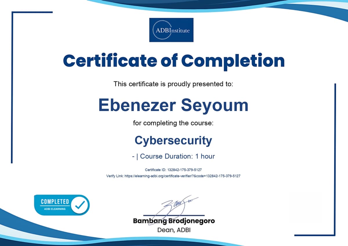 ADB Cybersecurity Certification